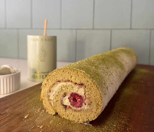 Unwind with the perfect treat this season with Raspberry Matcha Roulade